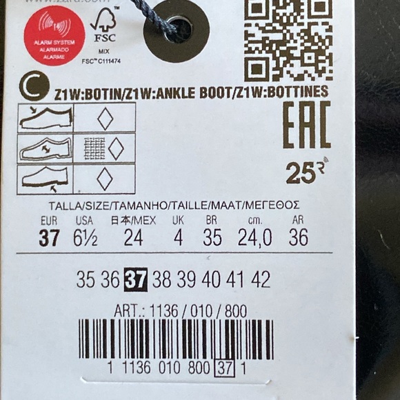 NWT. Zara Black Faux Leather Mid-Heel Ankle Boots with Zipper. Size 6,5, 7,5. 9 - Picture 8 of 11